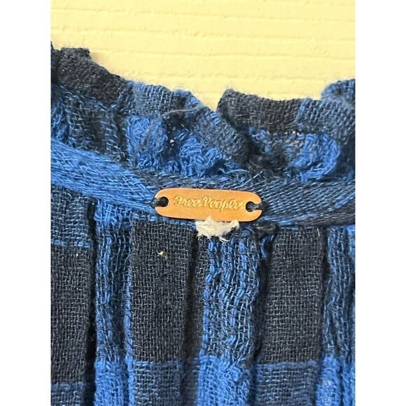 Free People Womens Honey Grove Knit Loose Blue/Black Blouse - Picture 3 of 13